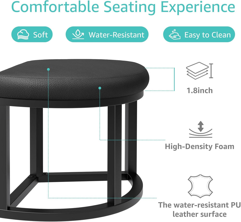 Round Coffee Table with Stools Underneath - 30 Inch Small Modern Tables Set w...