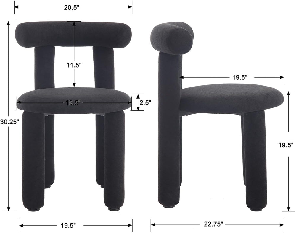 DUOMAY Modern Black Boucle Dining Chairs Set of 2, Sherpa Upholstered Kitchen...