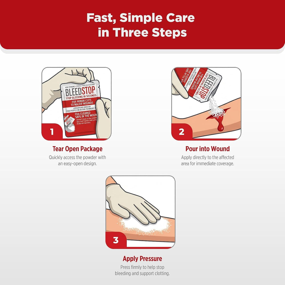 BleedStop First Aid Bleeding Control Powder – Rapid Blood Clotting for Seriou...