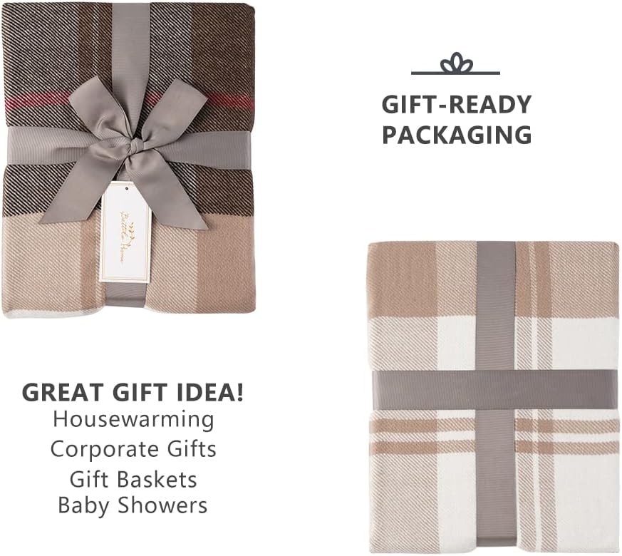Brown Plaid Throw Blanket for Couch, Fall Buffalo Plaid Blanket 50"x60&q...