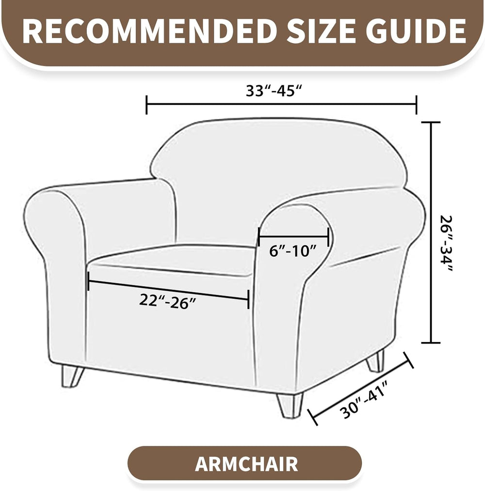 Stretch Armchair Covers for 1 Cushion, Chair 35"-45", Light Gray
