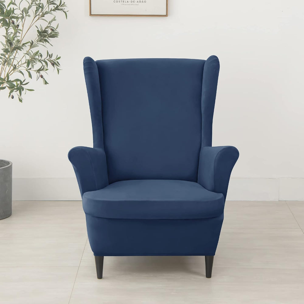 CONRUSER Stretch Wingback Chair Covers, 2 Piece Wing Chair Slipcovers Soft Ve...