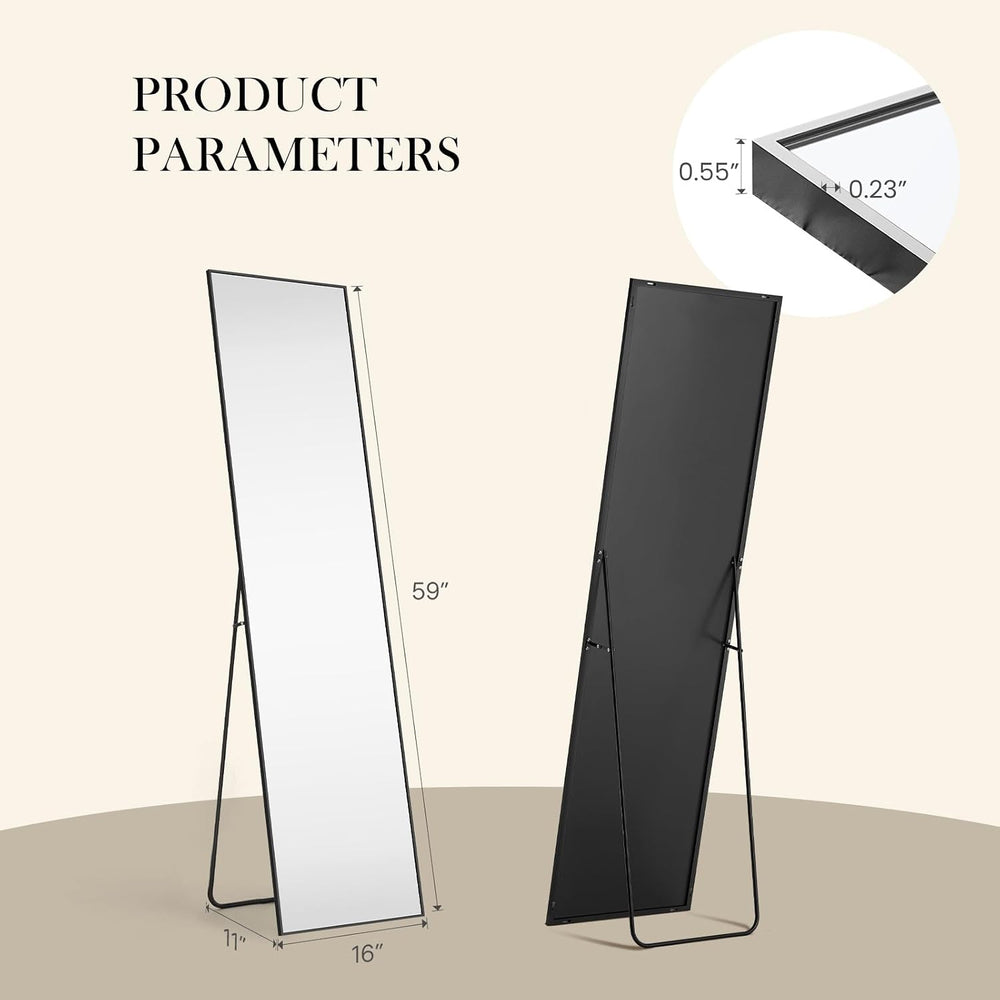 NEWBULIG Full Length Mirror, 59"x16" Full Body Standing Mirror, Black