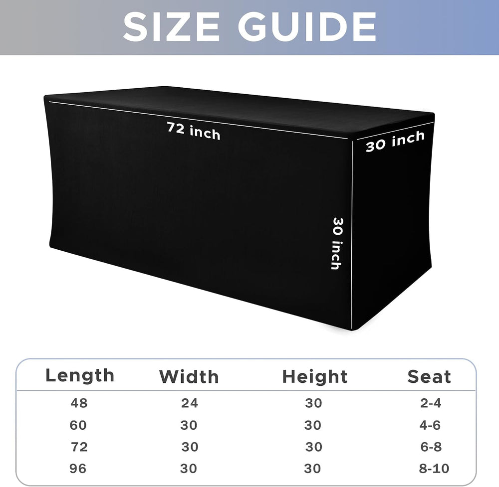 Black Rectangle Spandex Table Clothes For 6 Foot Rectangle Tables 4 Pack