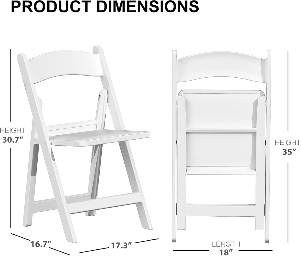 8 Pack Resin Folding Chairs with Cushion for Wedding, Party, School