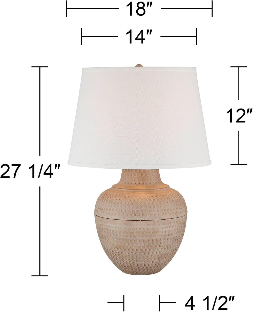 Regency Hill Brighton 27 1/4" Tall Table Lamp Hammered Beige Pot Farmhouse