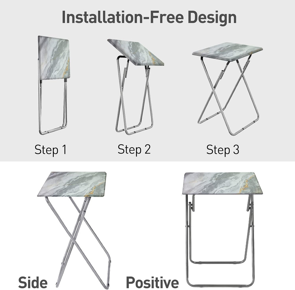 Folding TV Tray Table Set of 2,Dinner Snack Trays Table for Eating on Couch,P...