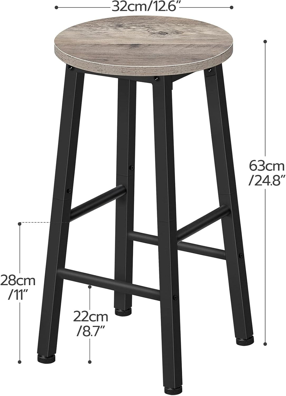 HOOBRO Bar Stools Set of 2, Counter Height Bar Stools, 25.8" Bar Stools ...