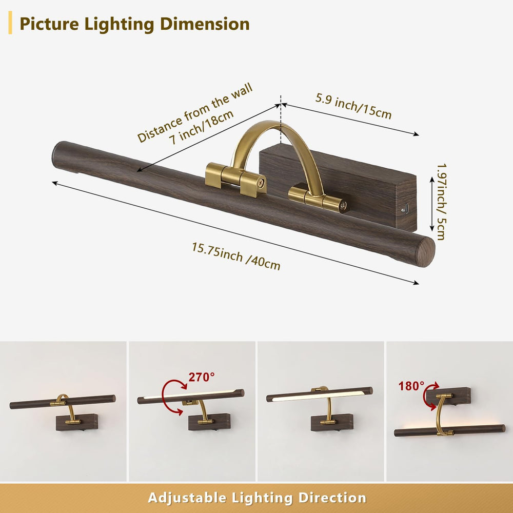 DESOOP Wireless Picture Light, Wood Grain Finish Art Light with 3CCT