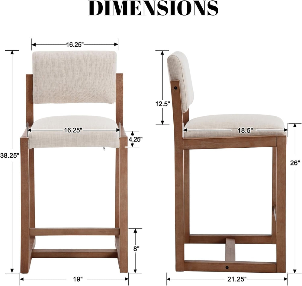 DUOMAY Modern 26" Counter Height Bar Stools Set of 2, Beige