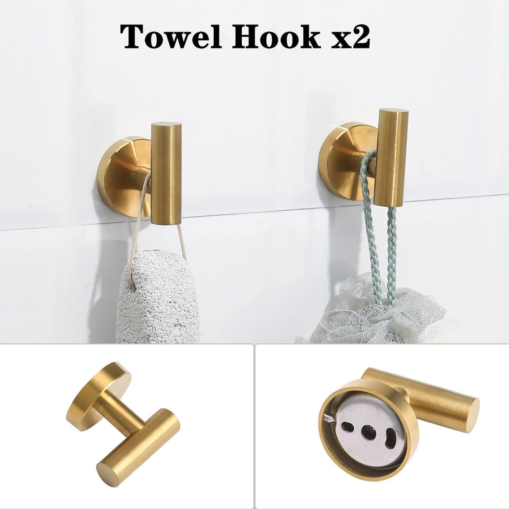 5pcs Brushed Gold Bathroom Accessories Set, 24 inch Towel Bar
