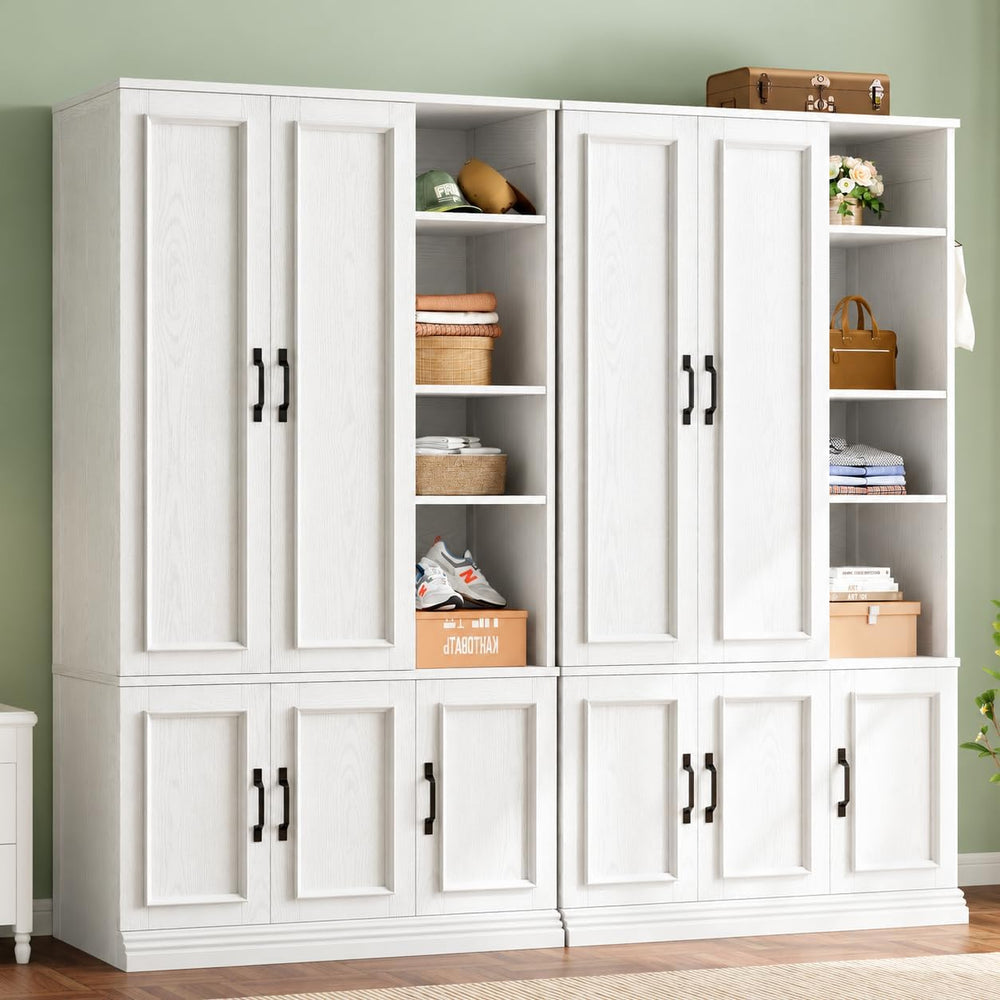 LIKIMIO Armoire Wardrobe Closet 70" H, 5 Doors for Bedroom, White