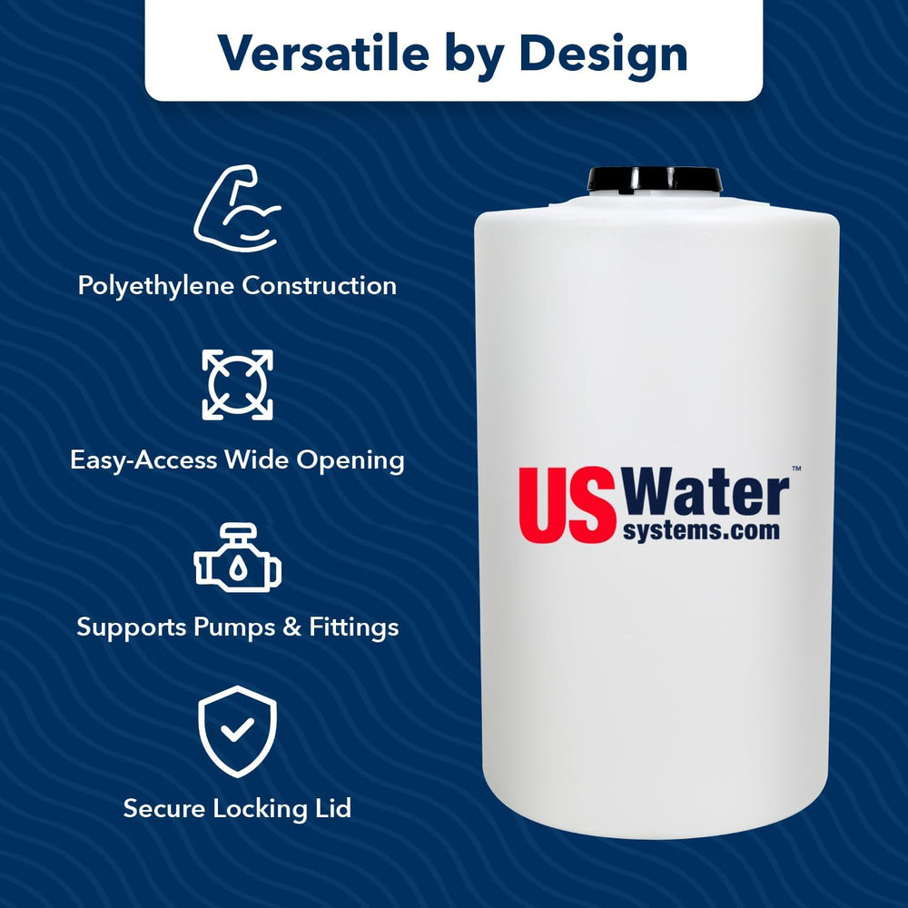 US Water Systems White 35 Gallon Water Storage Tank, Locking Lid
