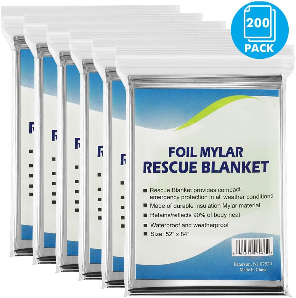 NOVAMEDIC Emergency Mylar Blankets, 200 Pack, 84 x 52 in Thermal Blankets