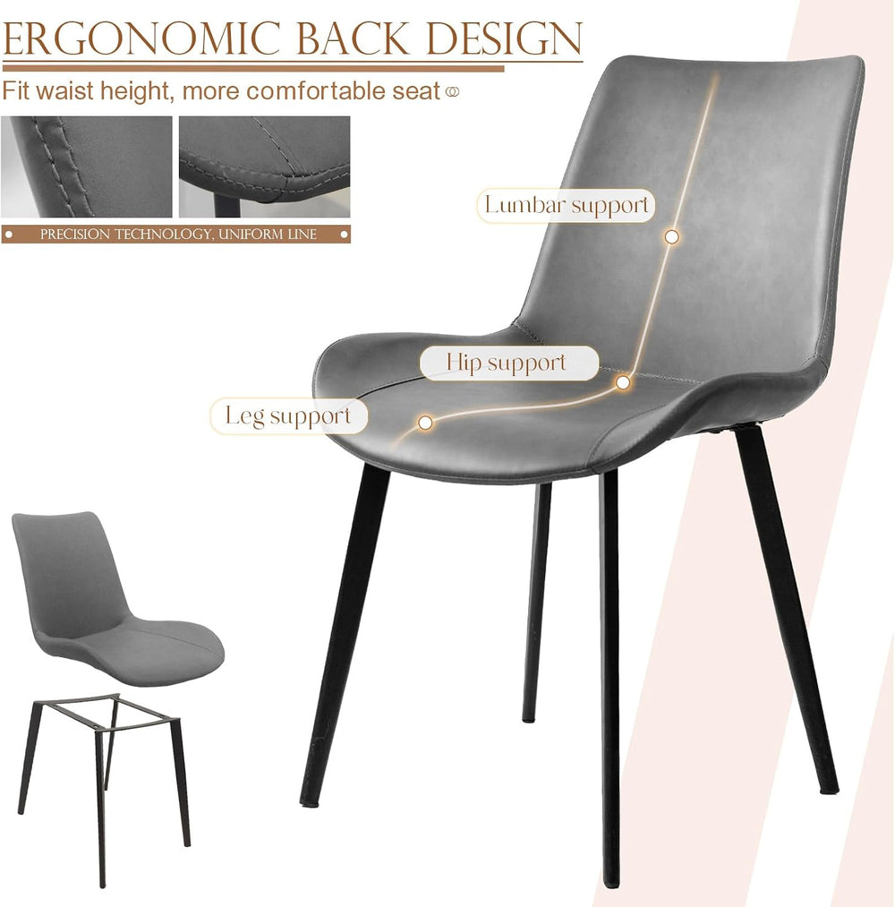 Dining Chairs, Modern PU Leather Dining Room Chair with Sturdy Metal Legs, Up...