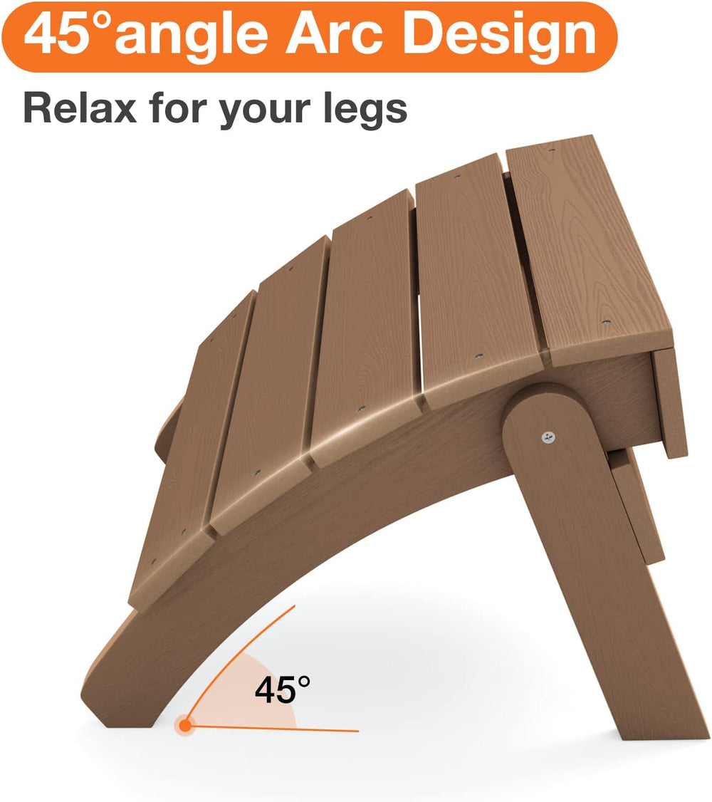 YEFU Folding Adirondack Ottoman Outdoor Set of 2, Teak