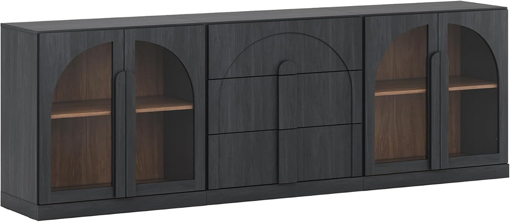BELLEZE Bijou 3-Piece Modular Sideboard Buffet Cabinet - Ebony