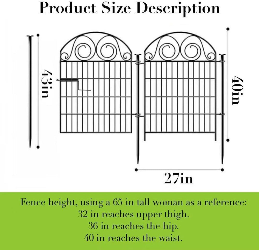 Getlay Tall Garden Fence Animal Barrier with Gate, 40 in(H) 12 Panels Garden ...