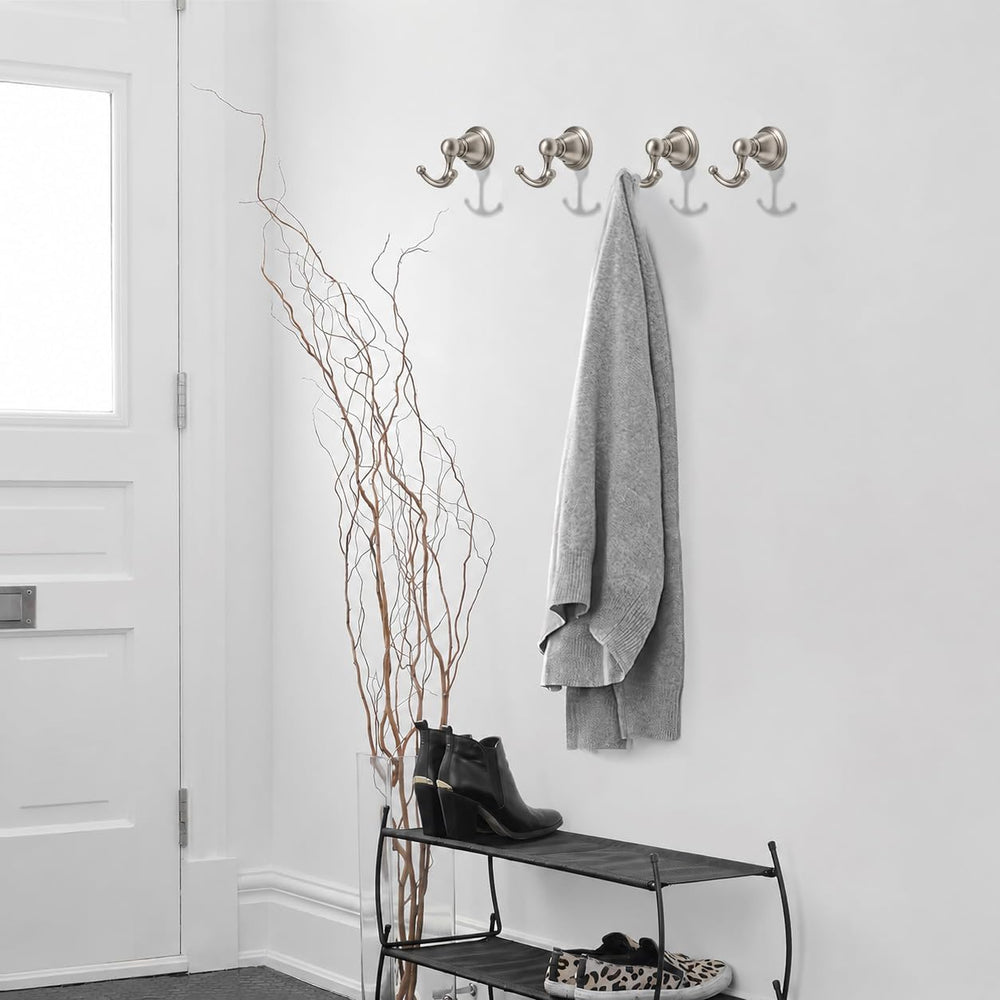 khtumeware 4 Pack 2-1/2 inch Brushed Nickel Vintage Towel Hooks