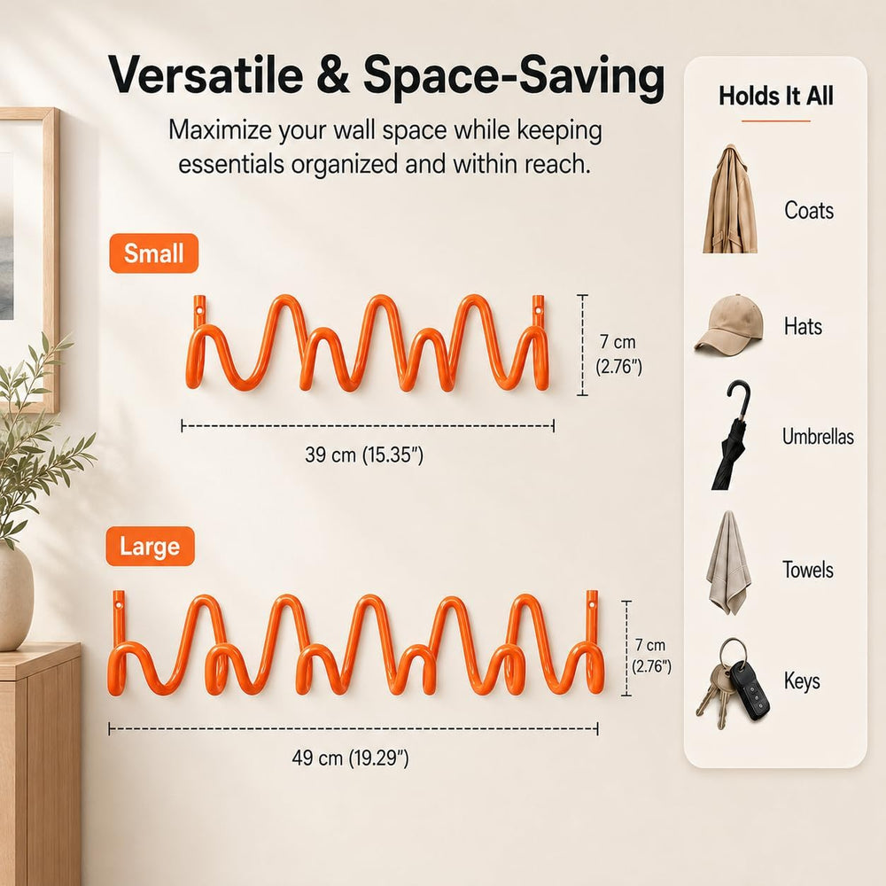 Coat Rack Wall Mount, Modern Wave Metal Wall Hooks