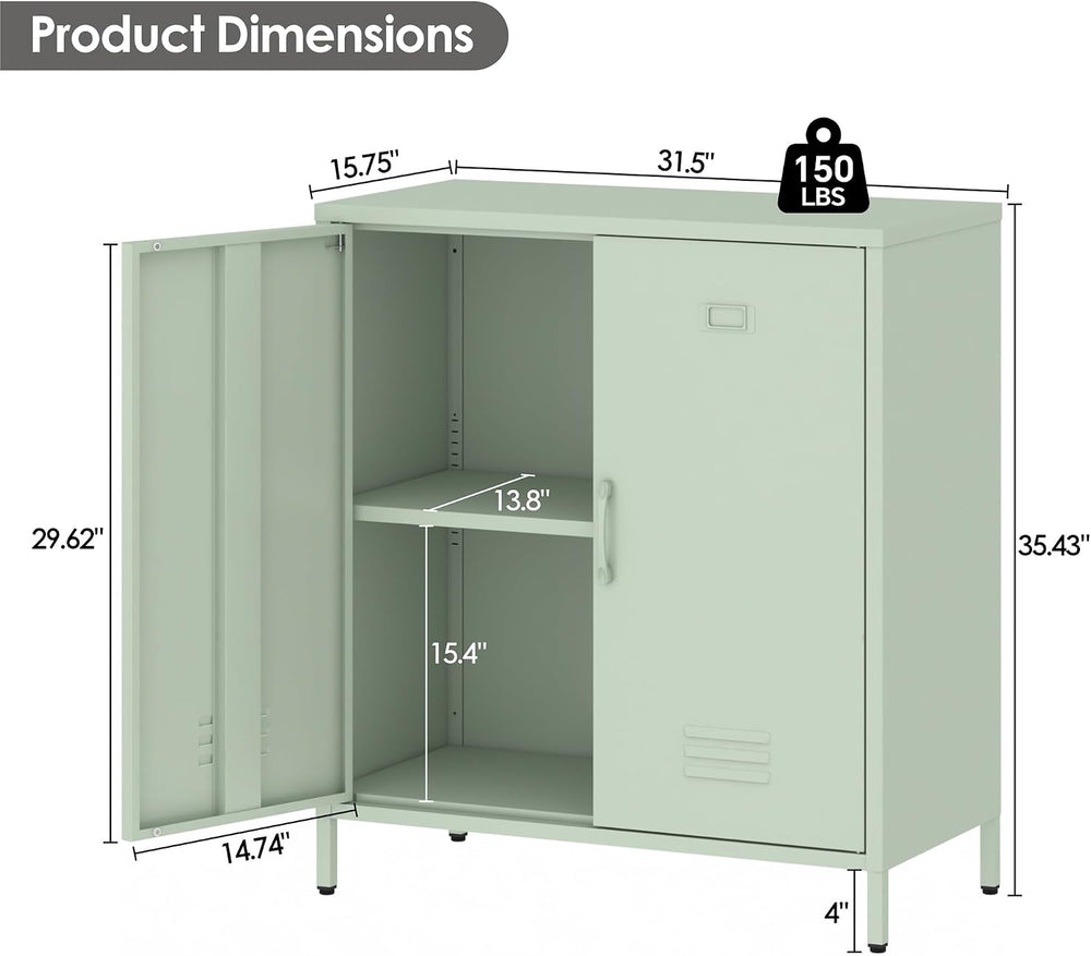 Metal Storage Cabinet Locker Cabinets with Doors and Adjustable Shelf for Kit...