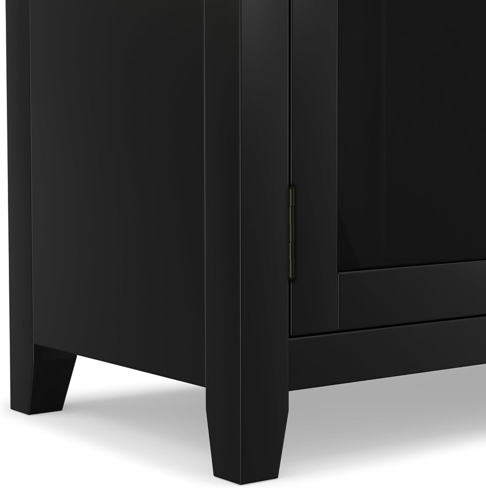 SIMPLIHOME Cosmopolitan 30" Wide Solid Wood Storage Cabinet in Black