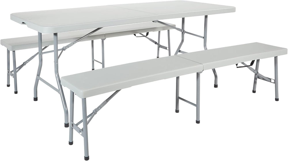 Office Star Resin Furniture for Indoor or Outdoor Use, 3-Piece Set, 2 Folding...