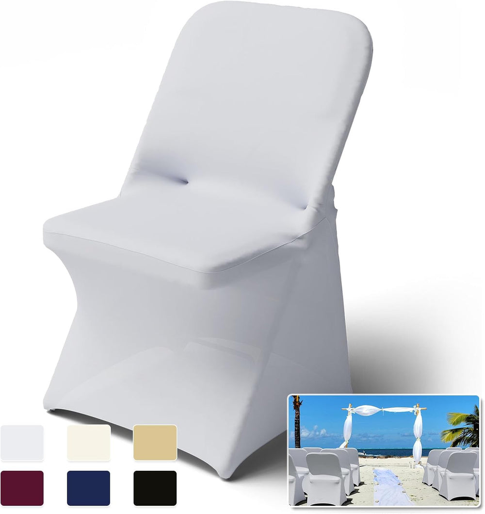 Trlyc White Spandex Chair Covers 100 Pcs for Wedding Party