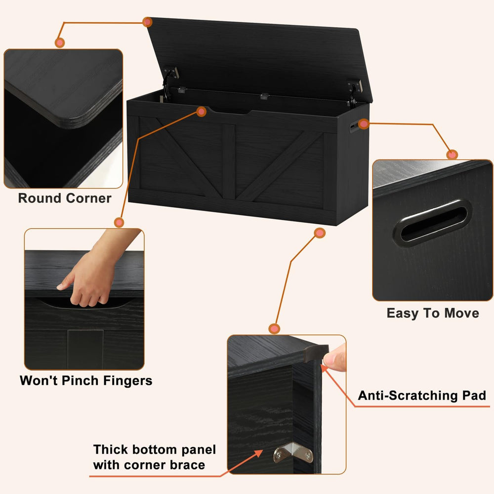 Timberer 39.4" Storage Chest, Wooden Storage Bench, Large Storage Trunk
