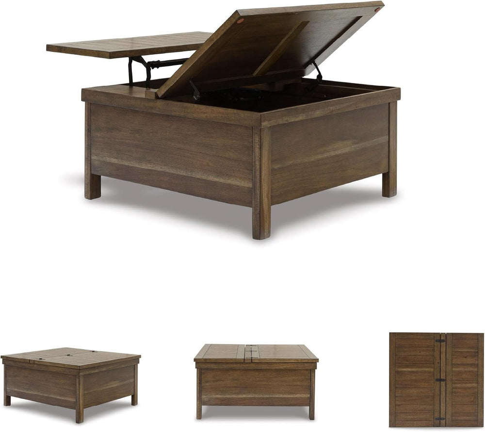 Signature Design by Ashley Wood Lift-Top Coffee Table with Storage, Brown