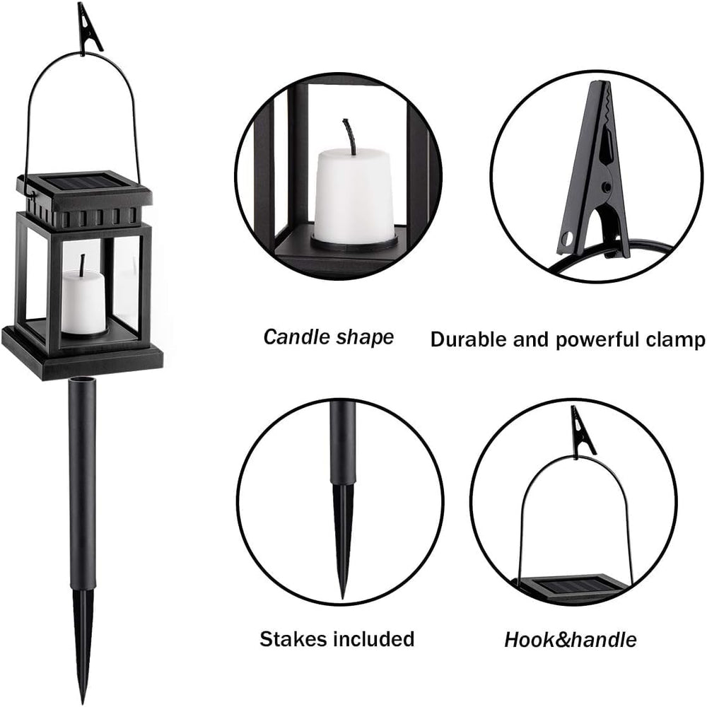 GIGALUMI 8 Pack Solar Hanging Lantern Outdoor, Candle Effect Light
