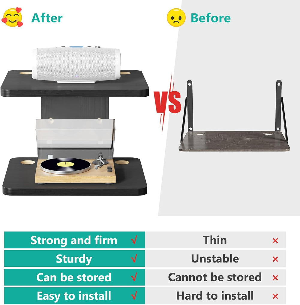 WALI 2 Tier Floating TV Wall Shelf for Projector, DVD Player