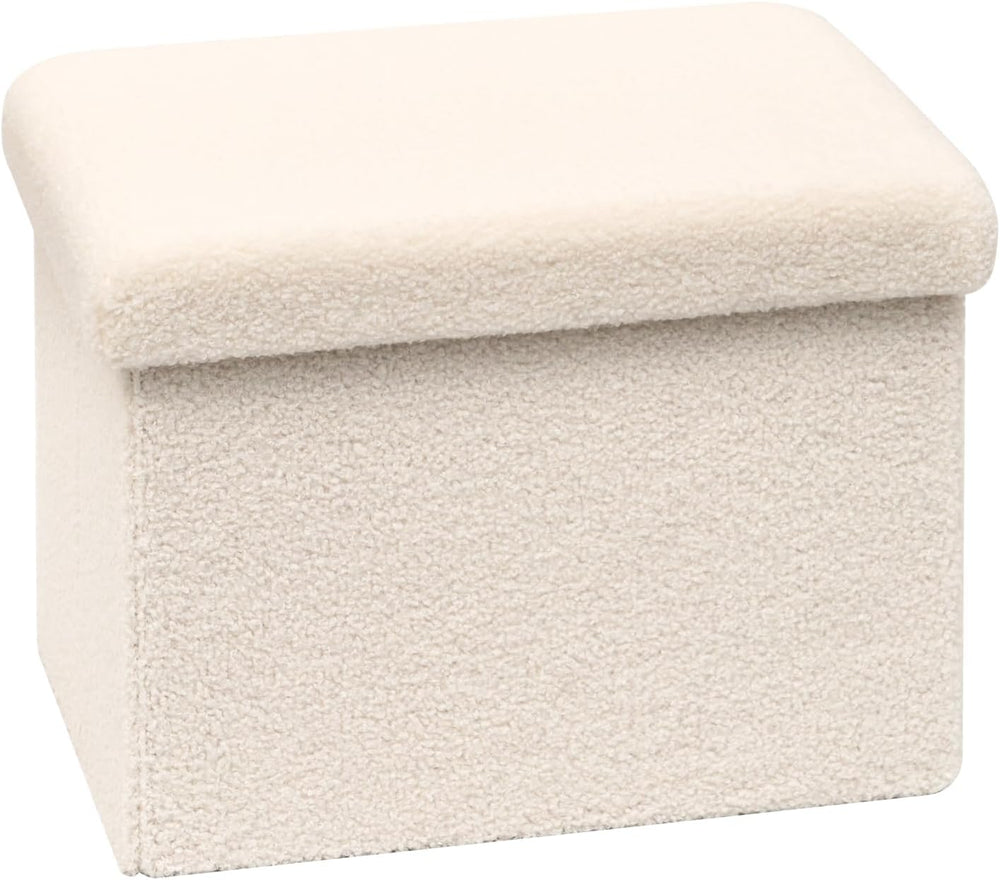 B FSOBEIIALEO Storage Ottoman, Small Sherpa Ottoman Foot Rest, Cream White