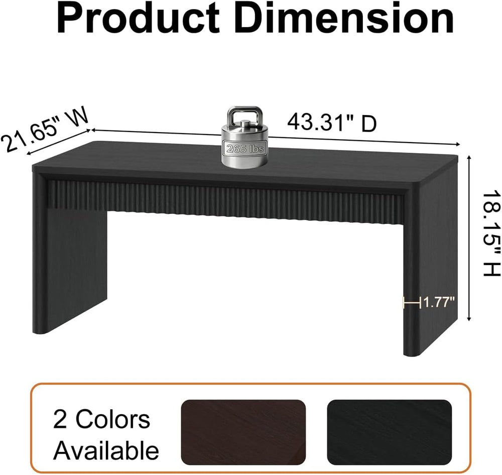 BON AUGURE Black Coffee Table for Living Room, 43" Modern Wood Center Table