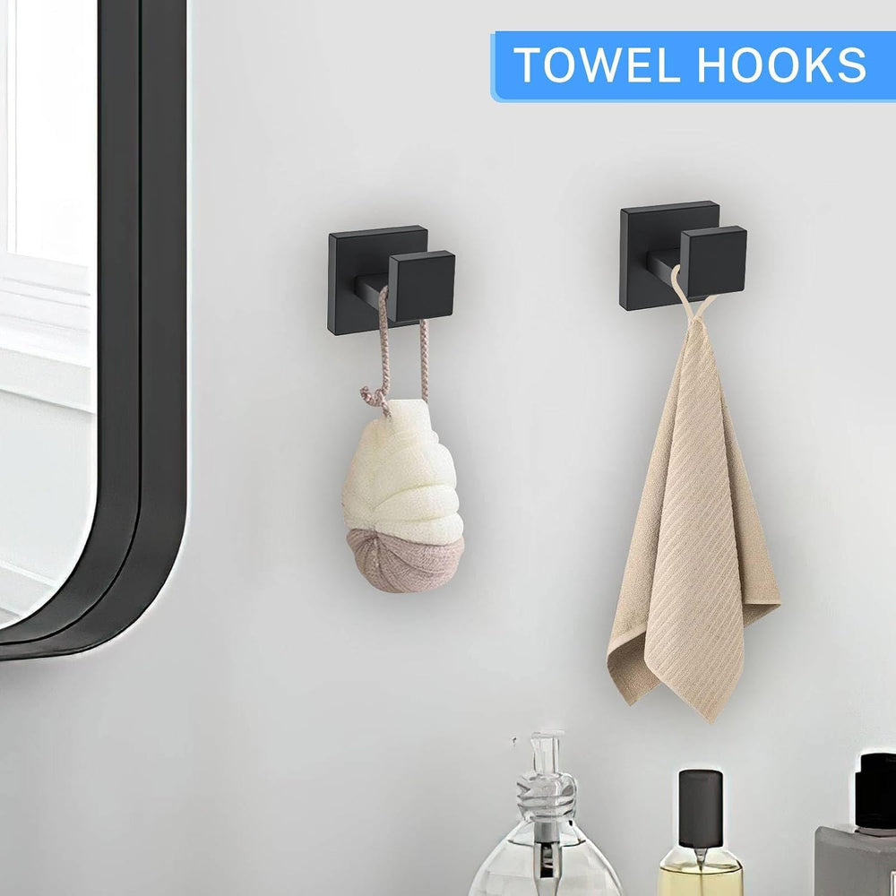 10-Piece Matte Black Bathroom Hardware Accessories Set Black Towel Bar Set To...
