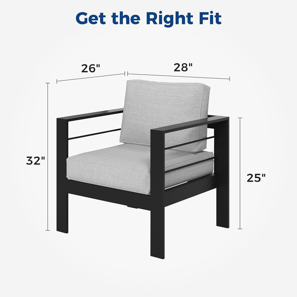 Outdoor Patio Chairs, Aluminum Patio Sofa, 3.2" Armrest Outside Couch