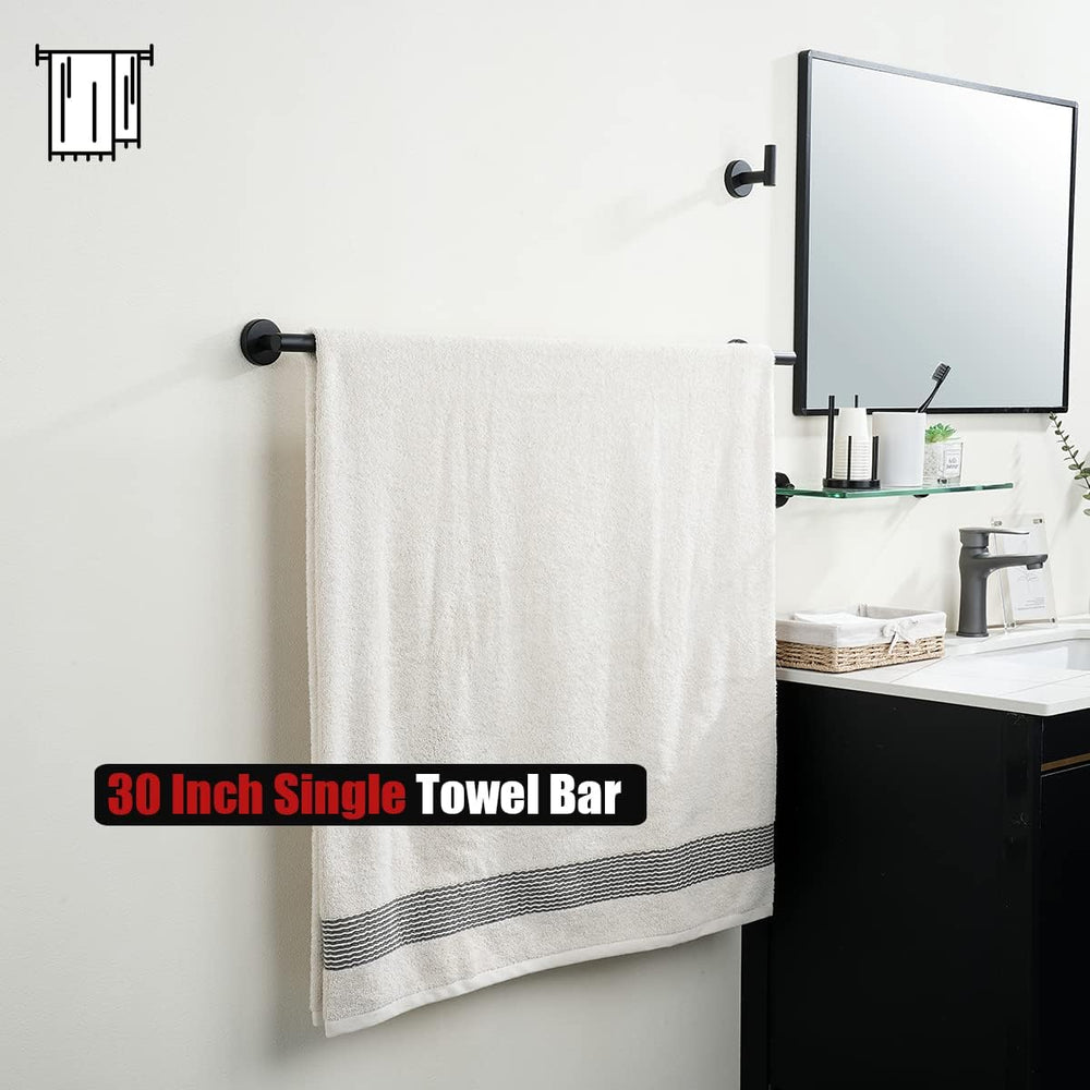 JQK Black Bath Towel Bar, 33 Inch 304 Stainless Steel Thicken 0.8mm Towel Rac...