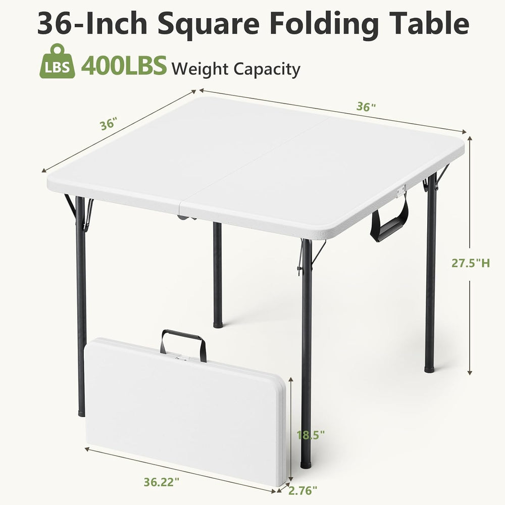 Folding Table and Chairs Set for 4, 5 Piece Card Table Set with 36" Squa...