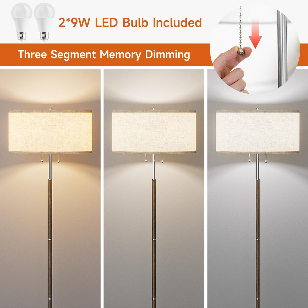 2-Light 3 Color Temperature Mid Century Floor Lamp for Living Room