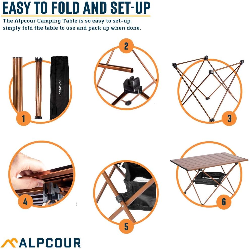 Alpcour Portable Camping Table – Lightweight, Compact Folding Side Table in a...
