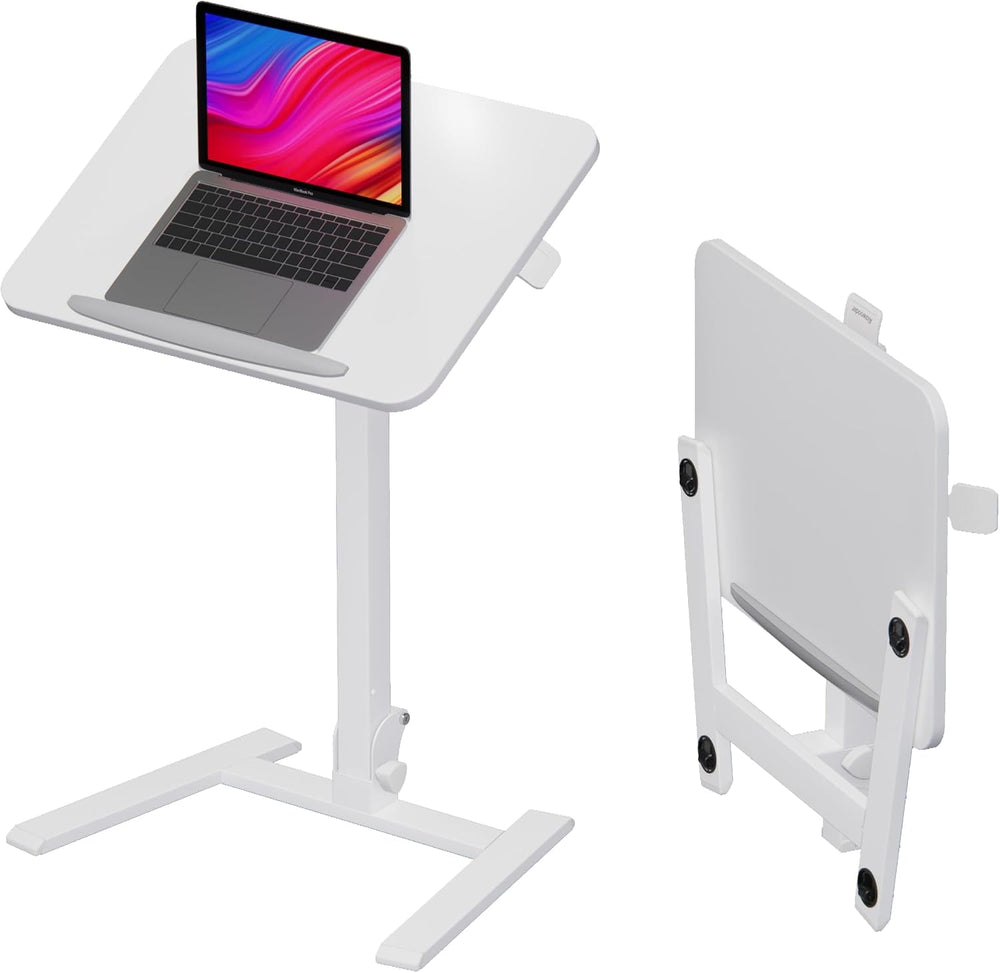 alawooder 25" Mobile Folding Desk: Pneumatic Sit-Stand, No Assembly