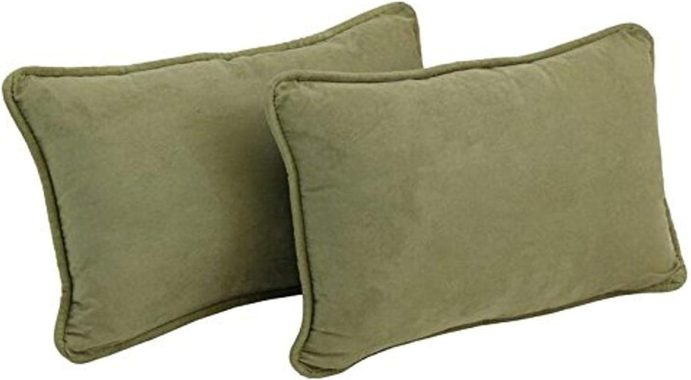 Blazing Needles Corded Solid Microsuede Rectangular Throw Pillows with Insert...