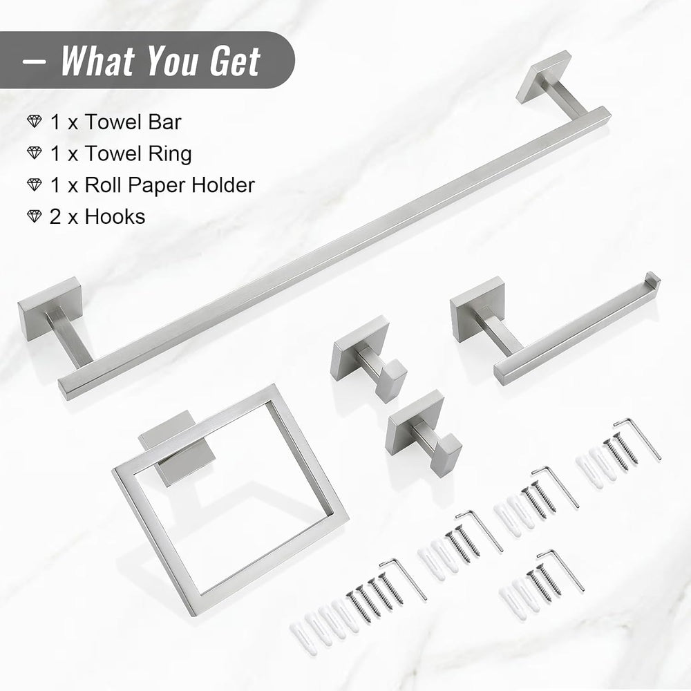 YACVCL Towel Bar Set, 5 Pieces Bathroom Hardware Set Brushed Nickel Bathroom ...