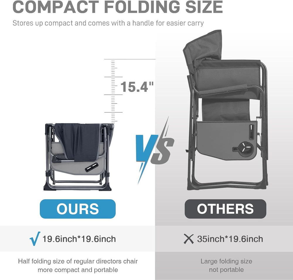EVER ADVANCED Camping Directors' Chair with Side Table, Portable Folding ...