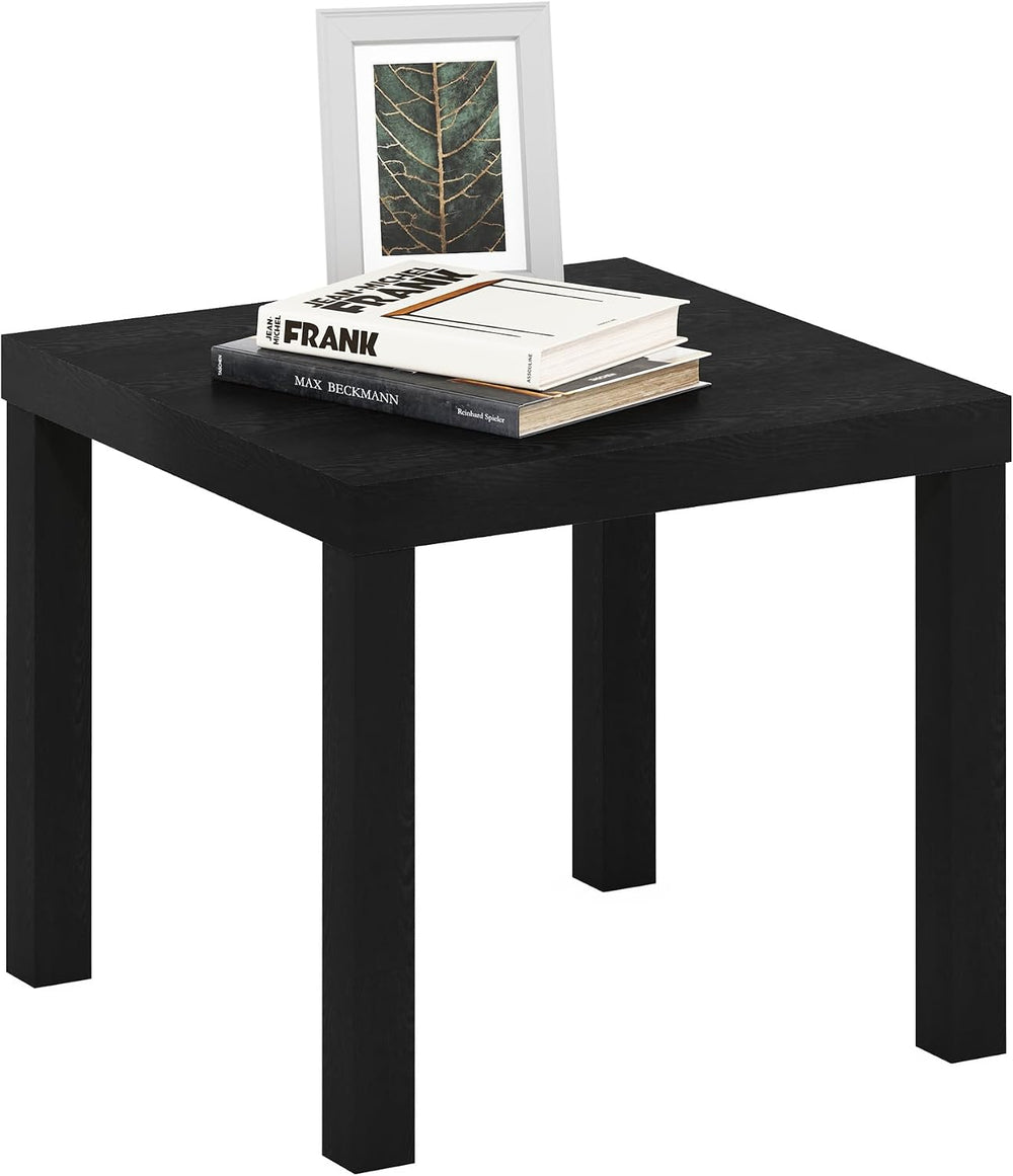 Furinno Classic Toolless Square Side Table, 1.8" Thick Tabletop, Black