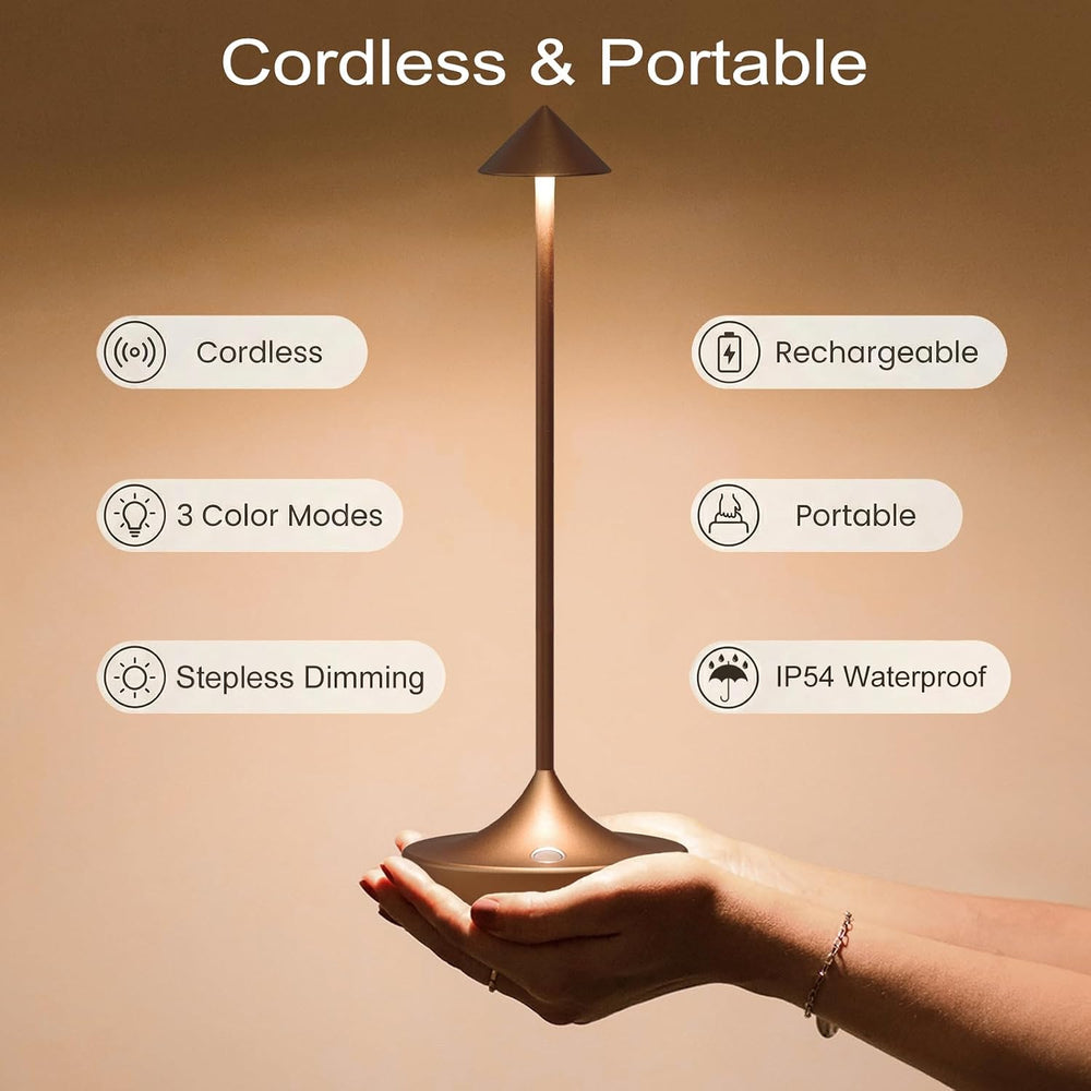 Cordless Rechargeable LED Table Lamp Set of 2, Mocha