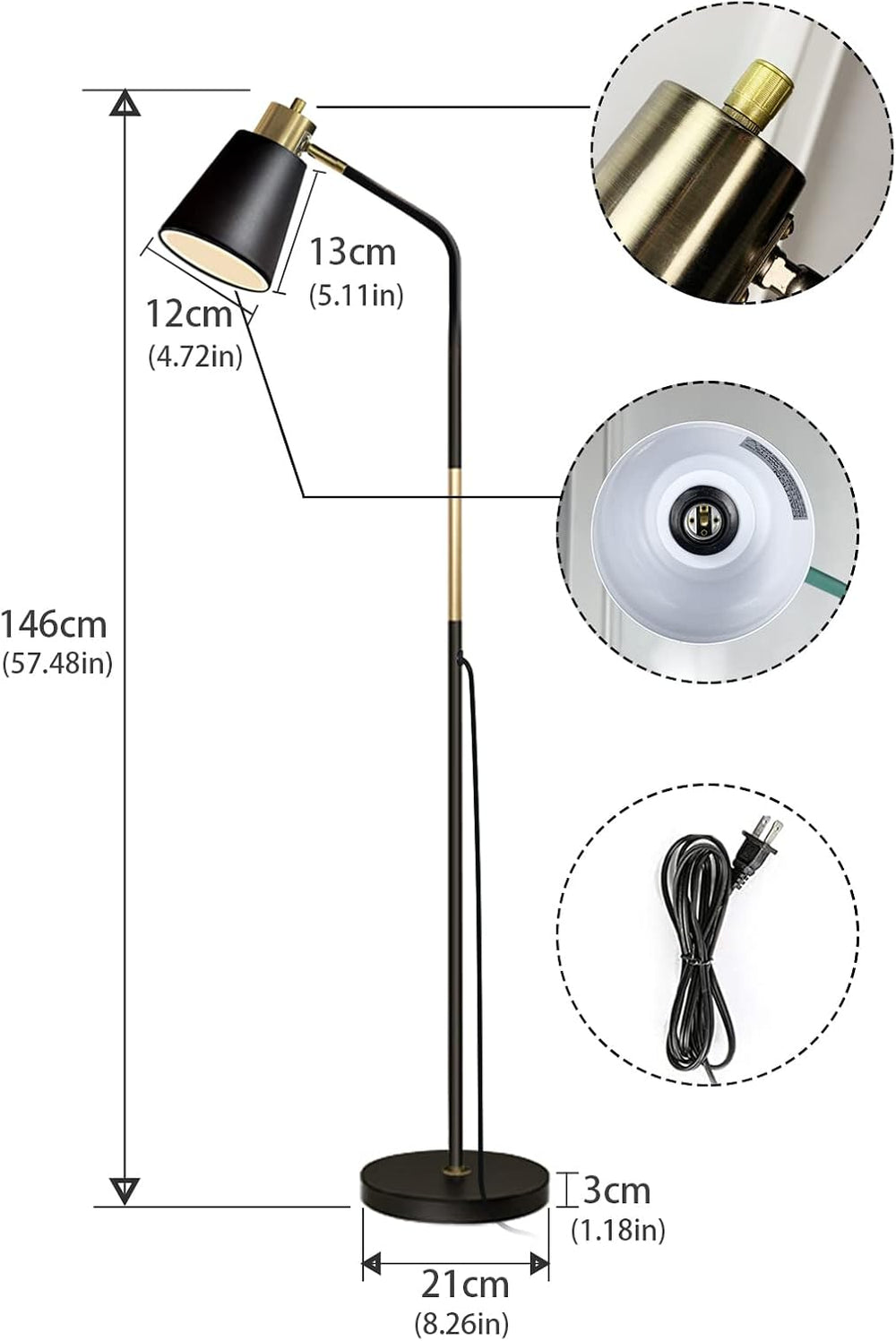 LALISU Floor Lamp Industrial Floor Lamps Reading Farmhouse Standing Lamp