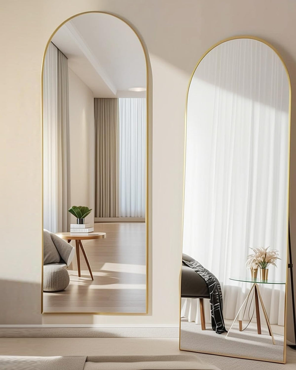 NEARBYSD 58"x18" Arched Full Length Mirror, Gold