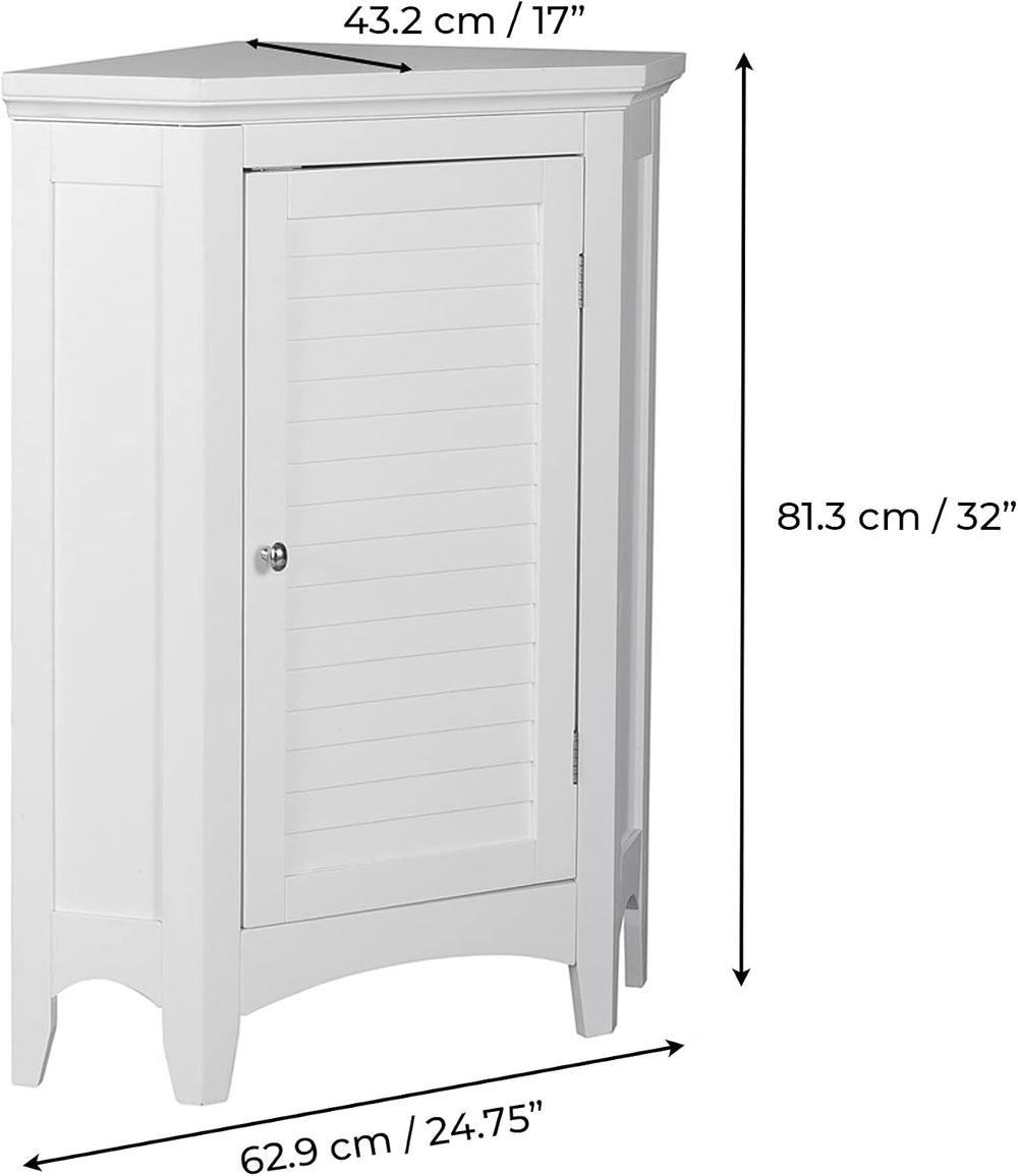 Teamson Home Glancy Corner Freestanding Floor Cabinet, White