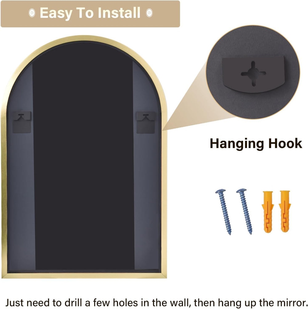 HARRITPURE Arched Wall Mirror 30"x40" Gold Arch Bathroom Vanity Mirror